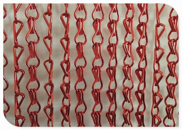 Red Metal Chain Fly Pest Insect Door Screen Curtain With Length / Width Customized